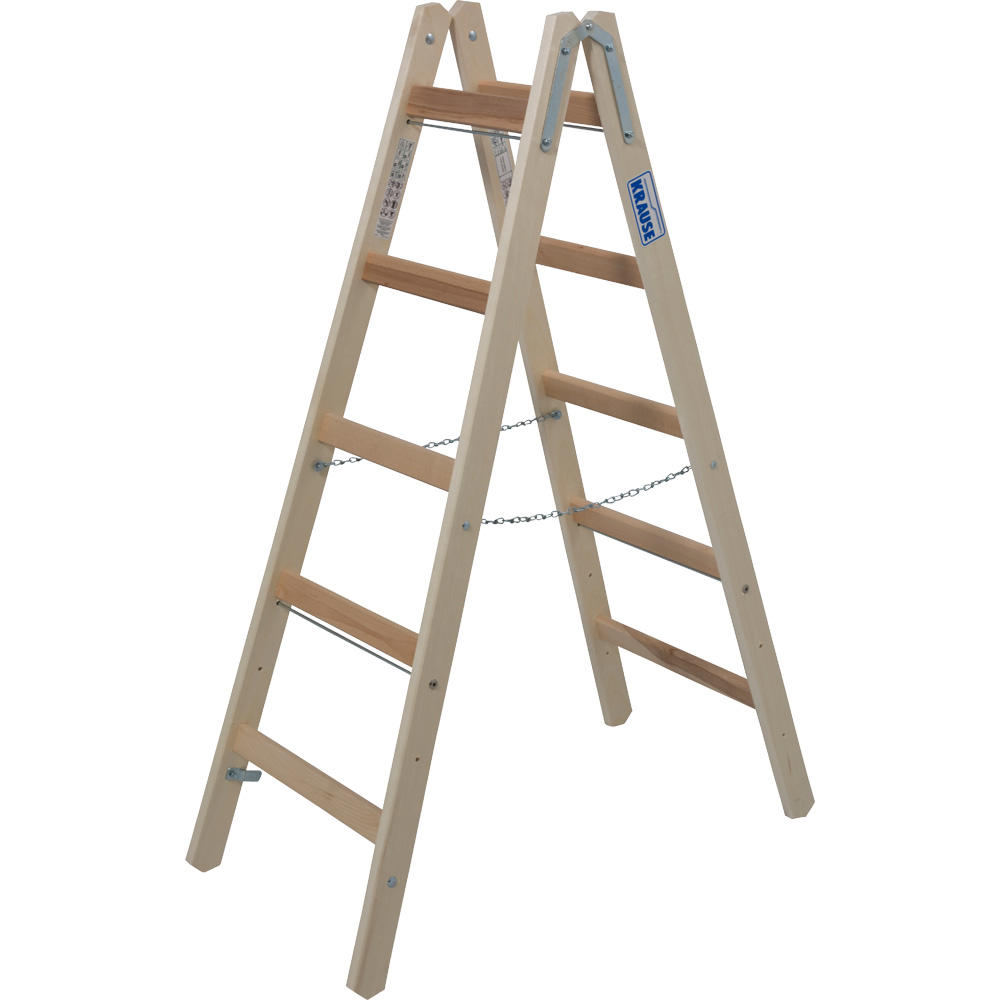 Houten dubbele ladder Stabilo, 2 x 5 sporten | 2760