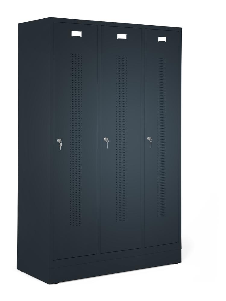 Garderobekasten SYSTEEM SP1 met sokkel | antraciet RAL 7021 | met sokkel | 400 | cilinderslot