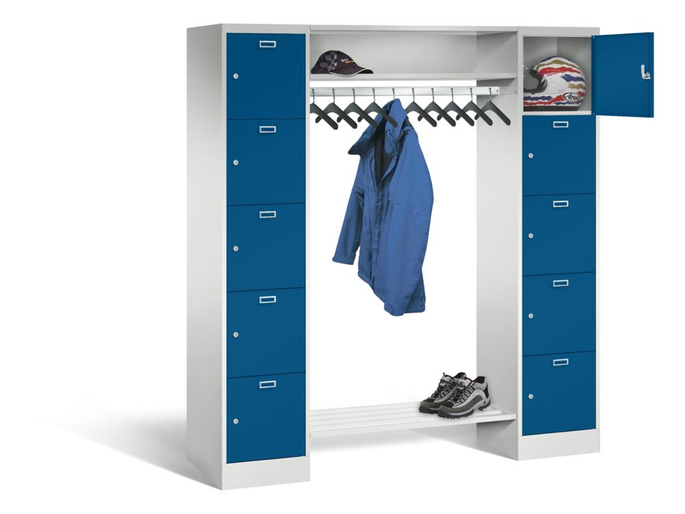 Garderobe met lockerkasten BASIC | gentiaanblauw RAL 5010 | 400 | 2 | 10