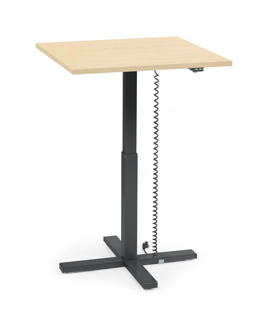 Verstelbaar bureau MODUL monozuil | esdoorndecor | bladvorm vierkant, B 800 x D 800 | zwart