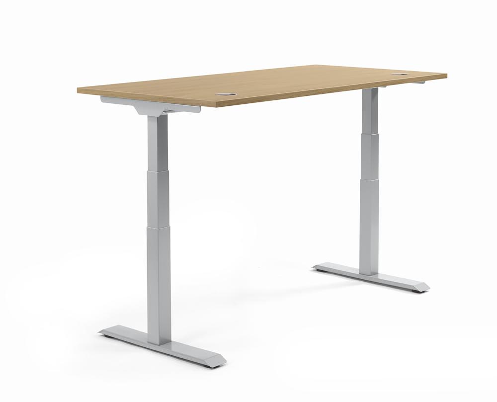 Verstelbare bureau FLEX MODUL | licht eik | 1600 | aluzilver