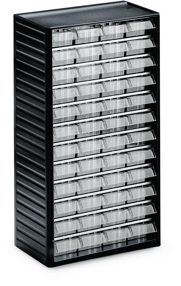 Ladekast voor kleine onderdelen met 48 laden | H 550 x B 310 x D 180 mm | 48 laden - Typ 2 (maat B 69 x H 37 x D 175 mm)