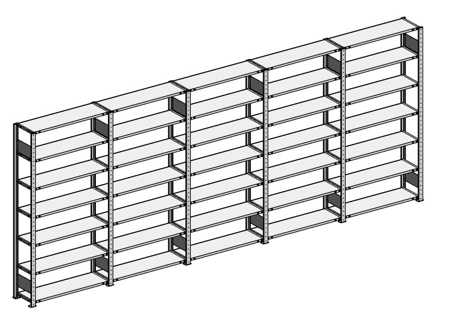 Steckregal ST 3000 - Komplettangebot | Fünferregal, Breite 5084 mm | 150 | 300