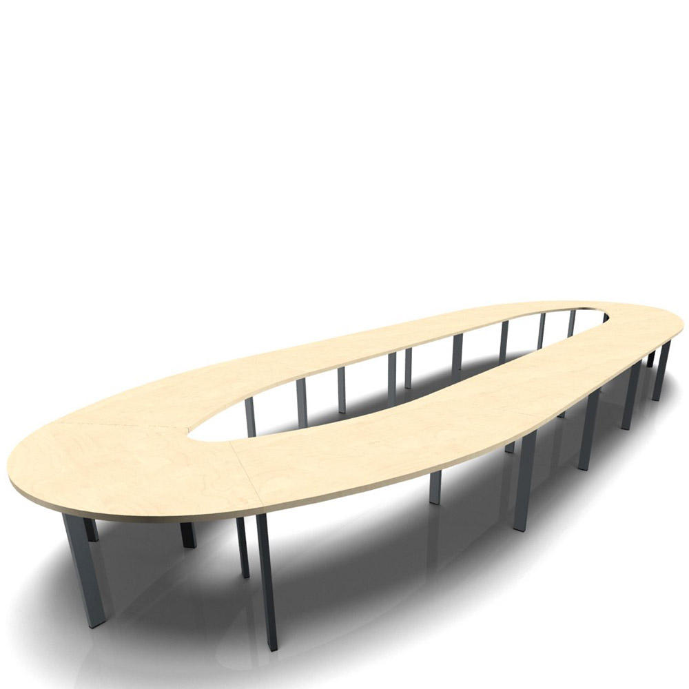Conferentietafel DELTA-ORBIS | esdoorndecor | 9230 | ovaal, 24 zitplaatsen | donkergrijs RAL 7012