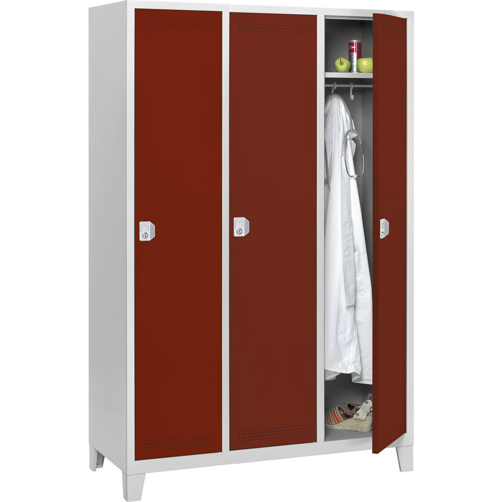 Metalen garderobekast SP PROFI SYSTEM met poten | robijnrood RAL 3003 | met poeten | 400 | cilinderslot