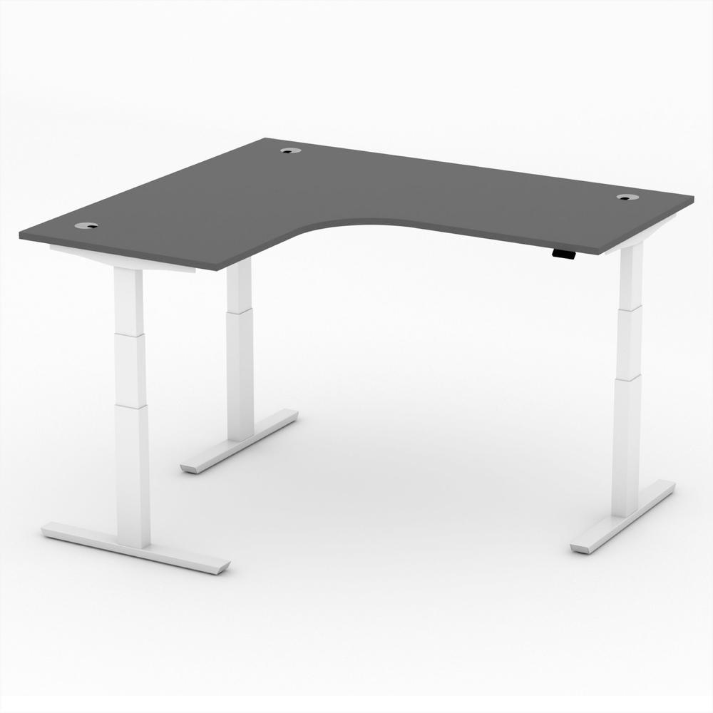 XXL-zit-/stabureautafel jumbo PROFI MODUL | antraciet | wit | hoekbureau linkszijdig