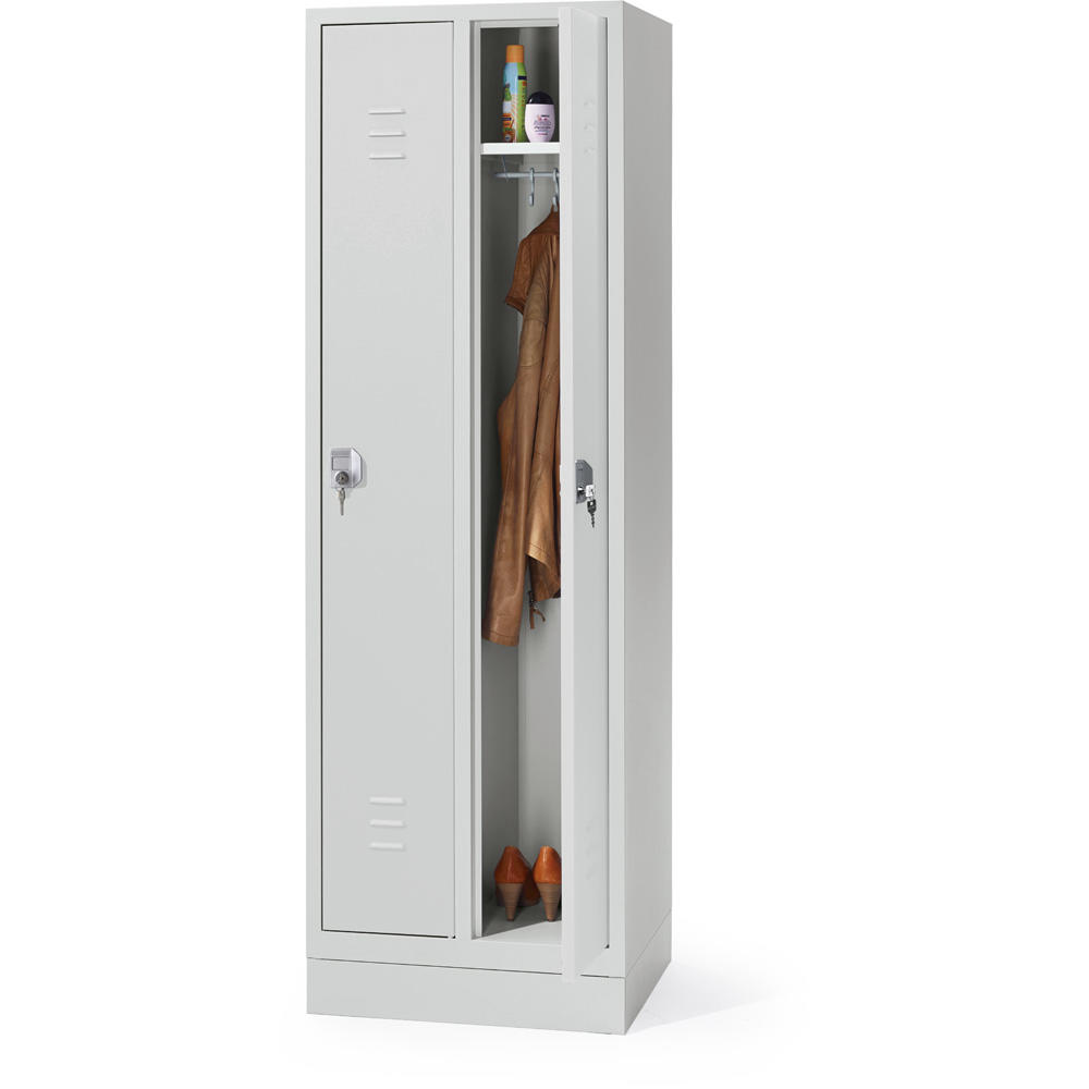 Stalen garderobekast SYSTEM SP2 | lichtgrijs RAL 7035 | met sokkel | 300 | cilinderslot