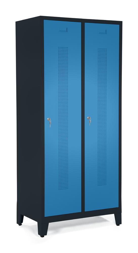 Garderobekasten SYSTEEM SP1 met poten | lichtblauw RAL 5012 | met poeten | 400 | cilinderslot