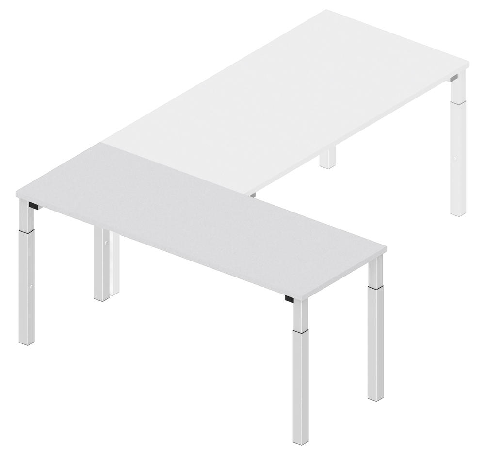 Aanbouwbladen 1600 voor 4-poot PROFI MODUL | lichtgrijs | aluzilver RAL 9006