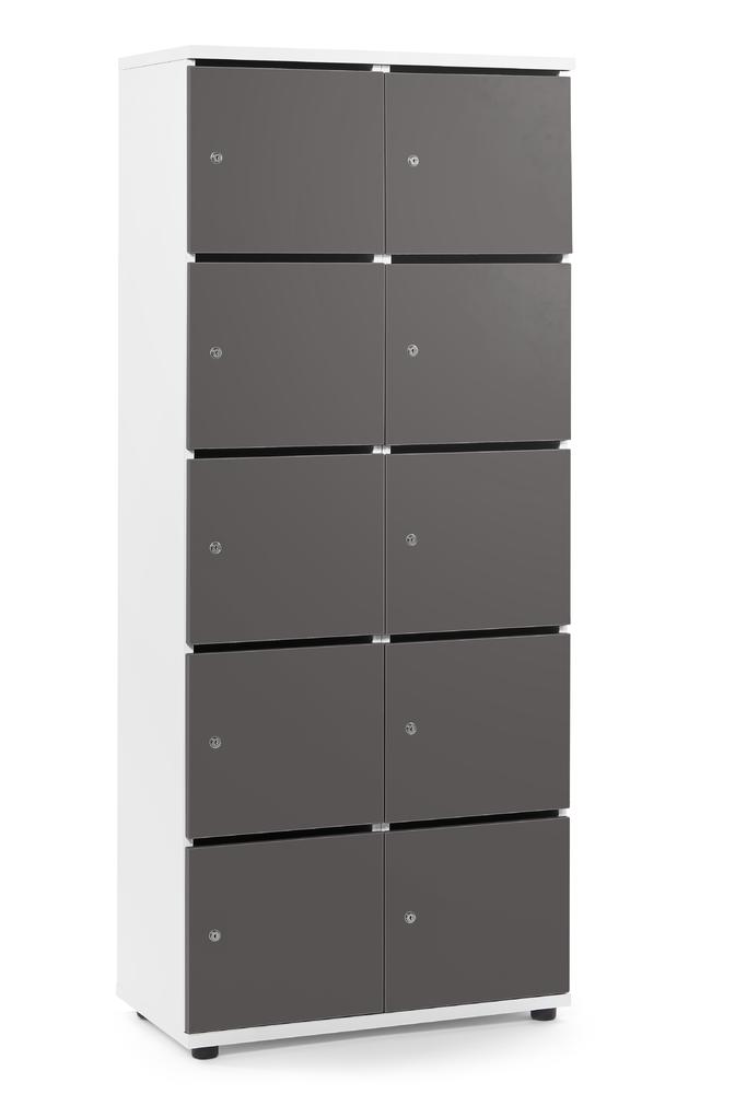Lockers OFFICE-LINE | antraciet | met postsleuf | wit | cilinderslot met wisselcilinder
