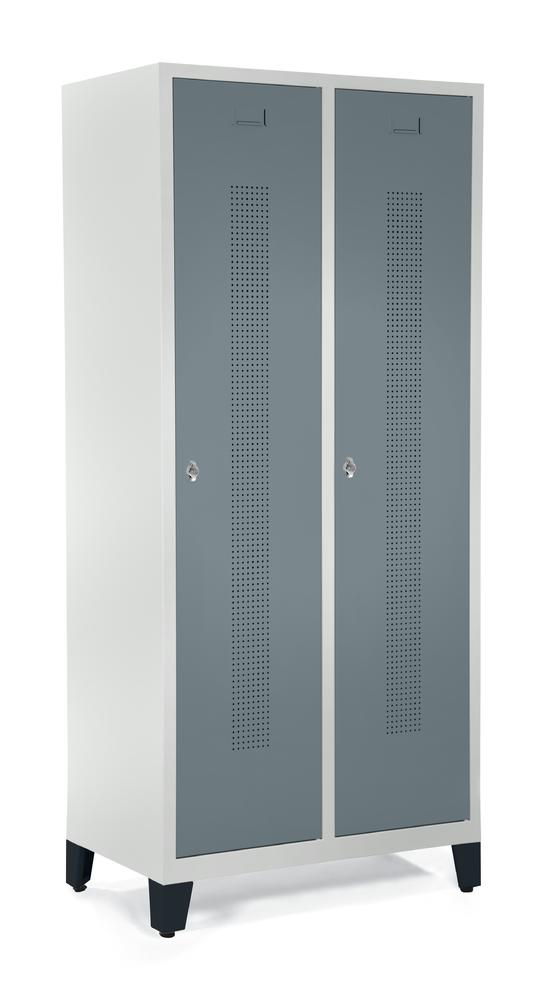 Garderobekasten SYSTEEM SP1 met poten | blauwgrijs RAL 7031 | met poeten | 400 | cilinderslot