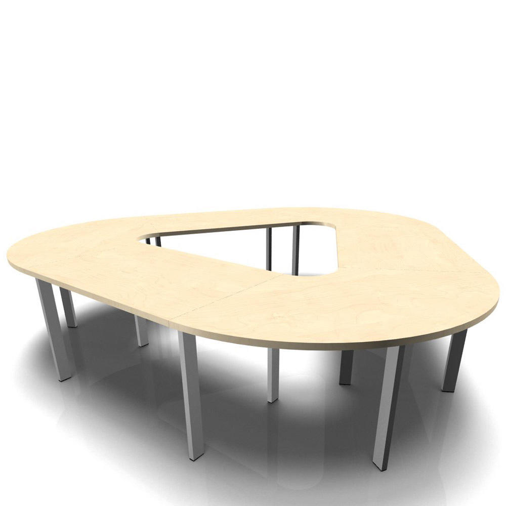 Conferentietafel DELTA-ORBIS | esdoorndecor | 3285 | driehoekig, 12 zitplaatsen | aluzilver RAL 9006