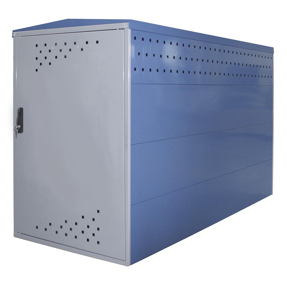 Fietsenberging Bike Box | blauw RAL 5023 | Basiselement met 2 zijwanden | zadeldak