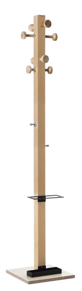 Staande kapstok van hout, paraplubak zwart | zwart