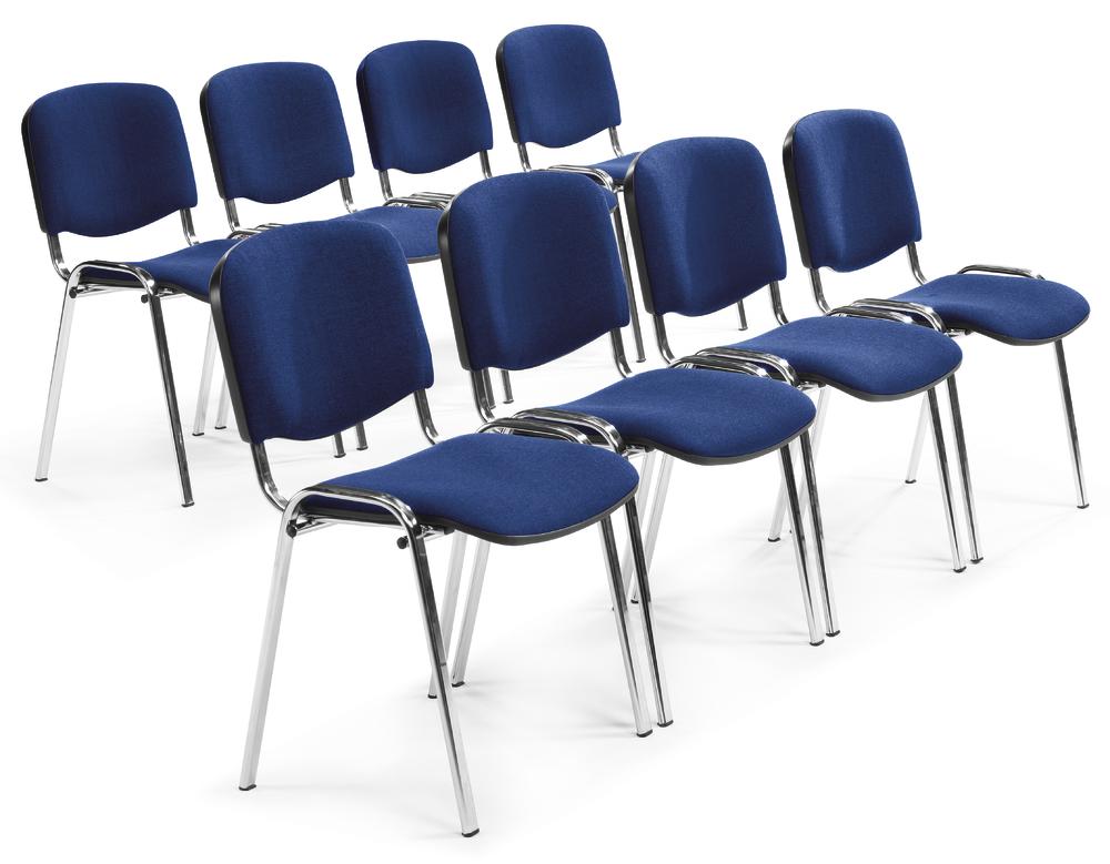 Set van 8 bezoekersstoelen ISO | blauw | verchroomd