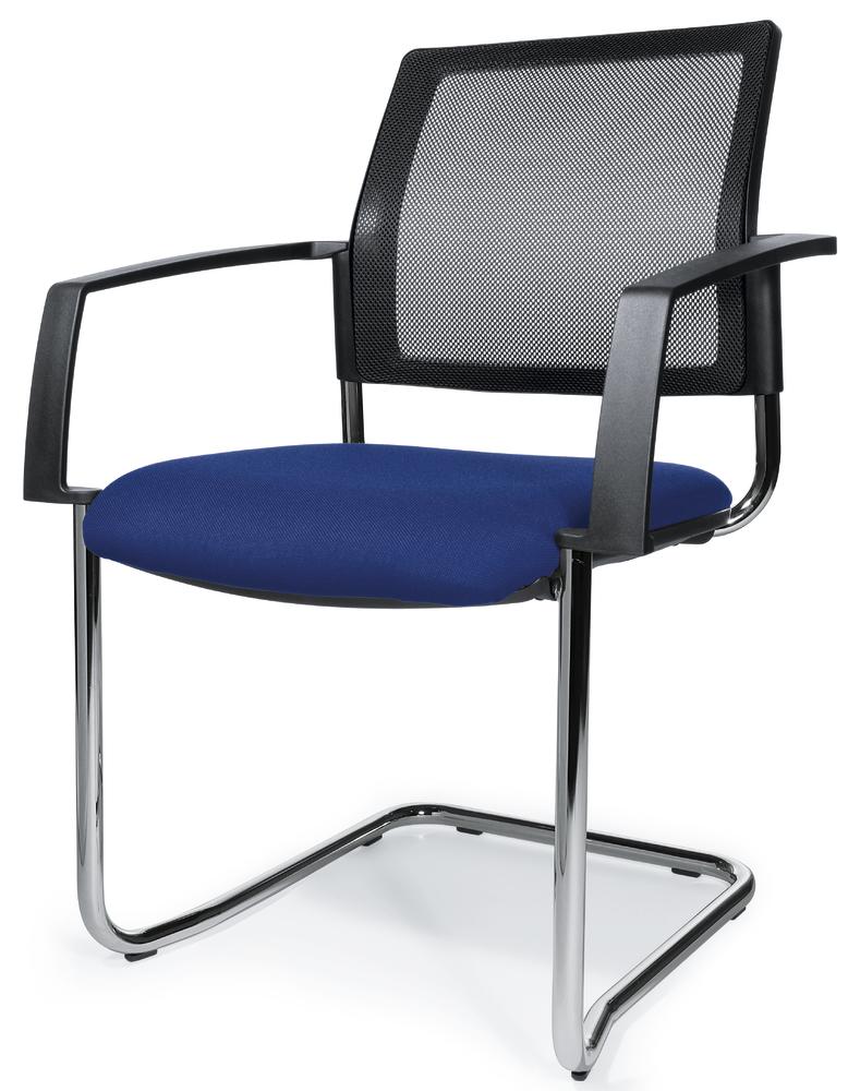 Bezoekersstoel VALERA S | blauw | stof met netweefsel | vaste armleggers