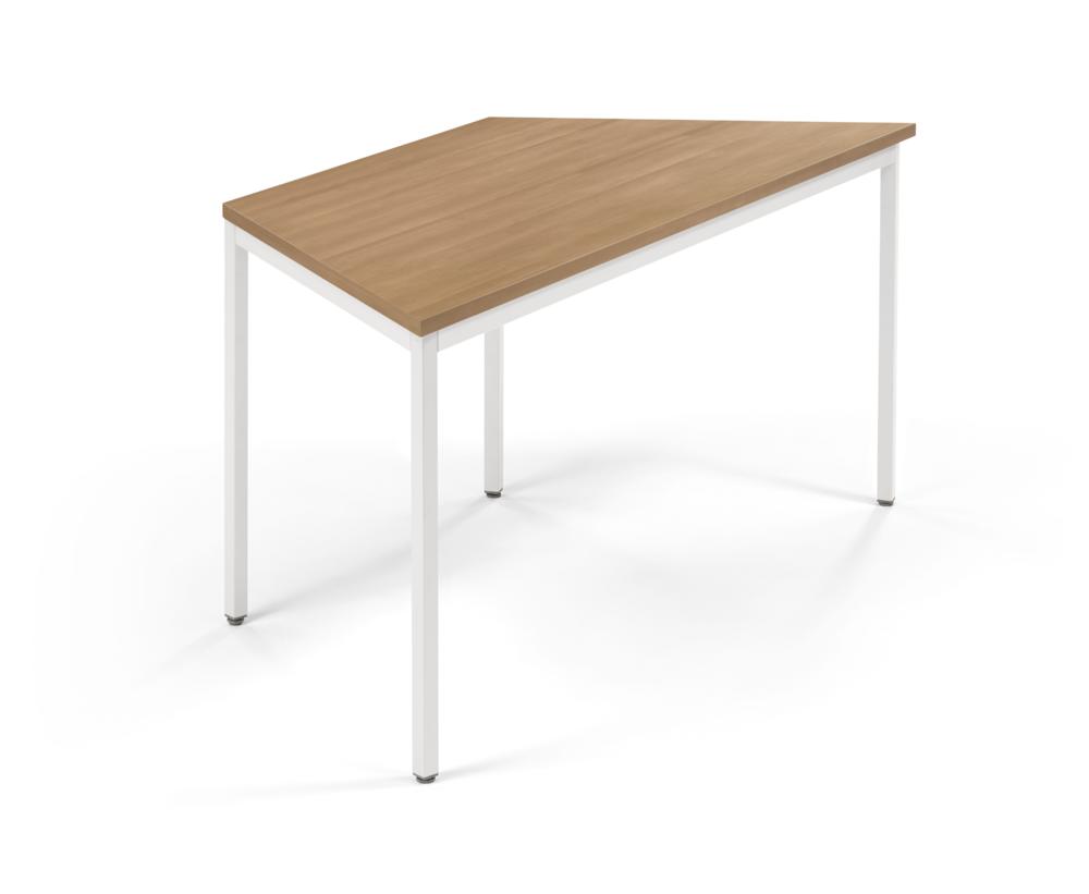Conferentietafel MODUL | nootdecor | 1600 | 690 | wit RAL 9016 | trapezium