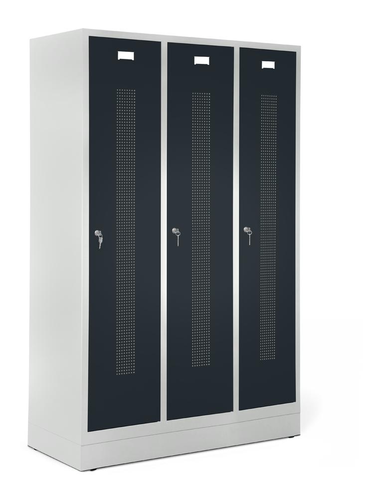 Garderobekasten SYSTEEM SP1 met sokkel | antraciet RAL 7021 | met sokkel | 400 | cilinderslot