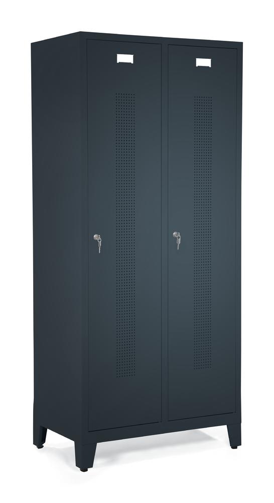 Garderobekasten SYSTEEM SP1 met poten | antraciet RAL 7021 | met poeten | 400 | cilinderslot