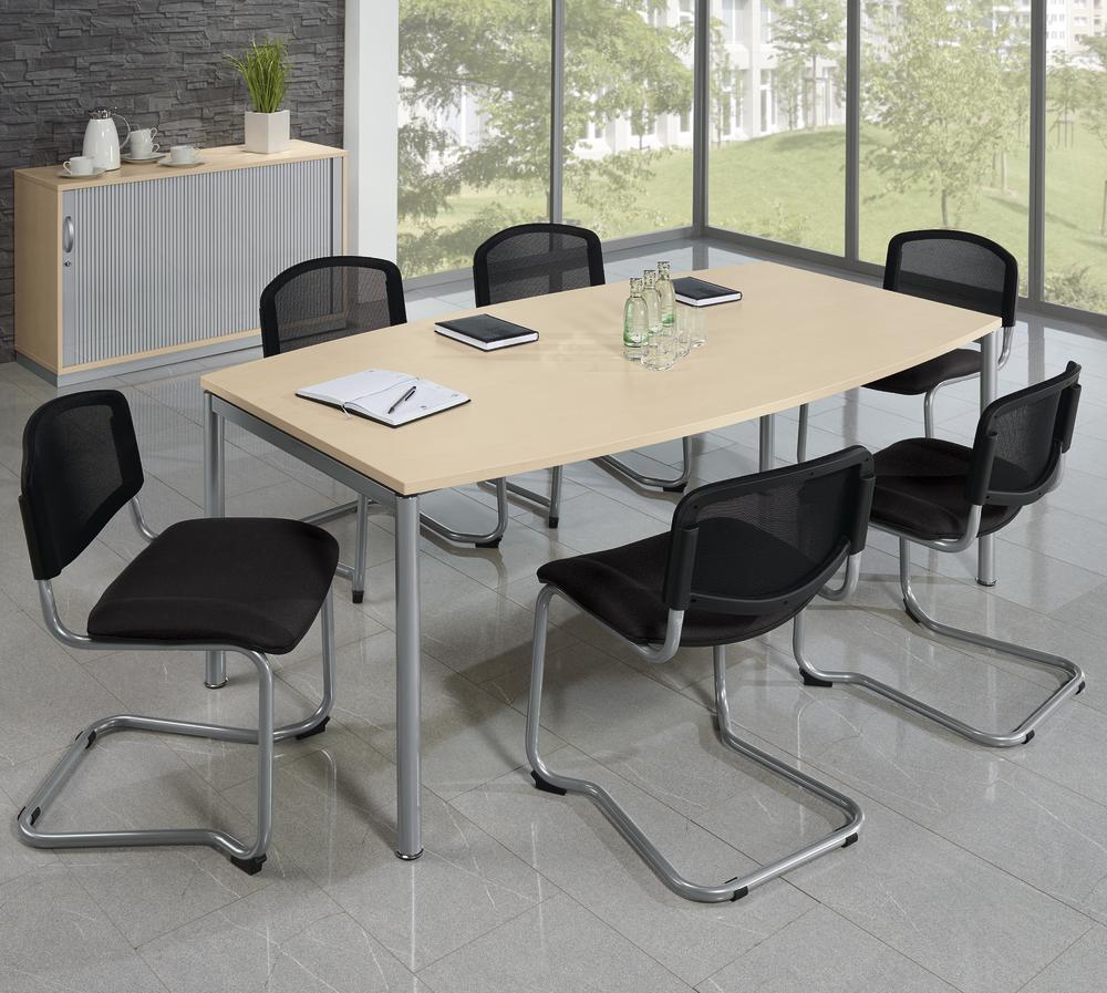 Bootvormtafel MODUL met chroomapplicaties