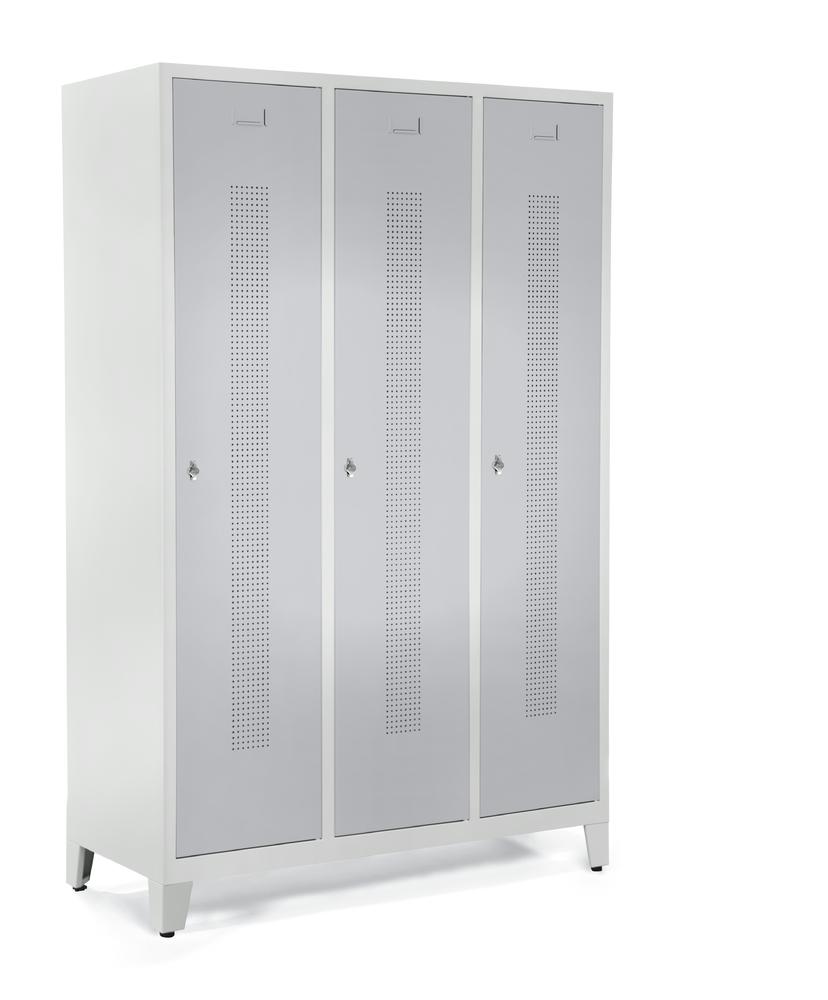 Garderobekasten SYSTEEM SP1 met poten | aluzilver RAL 9006 | met poeten | 400 | haak- en oogslot