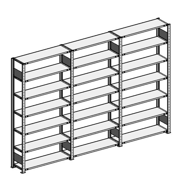 Klikrek ST 3000 complete set | Drievoudig rek, breedte 3072 mm | 150 | 300