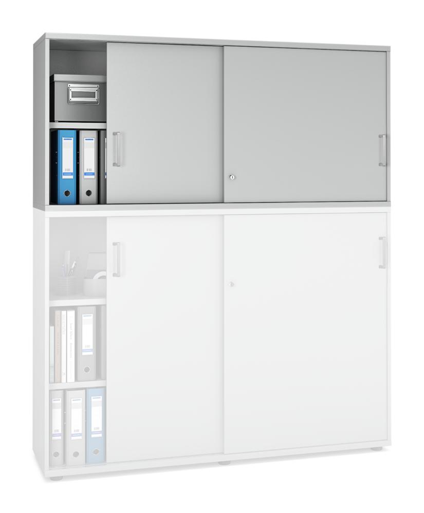 Schuifdeur-opzetkast MULTI MODUL-PRO | lichtgrijs | 1600 | 750 mm (2 OH)