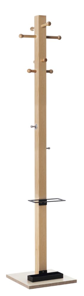 Staande kapstok van hout, paraplubak zwart | zwart
