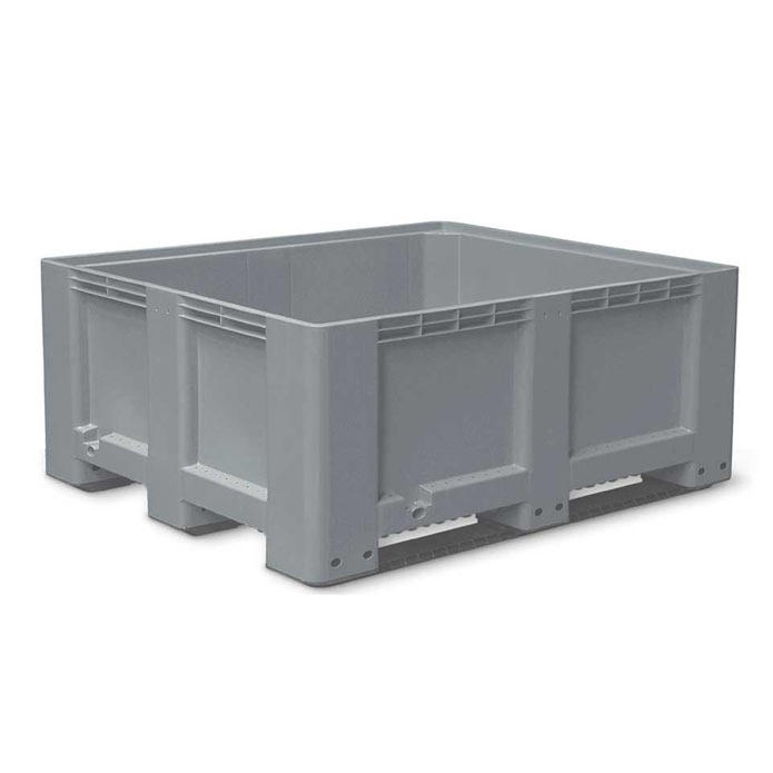 Transportbak, groot | grijs | 3 skids, bodem en wanden gesloten | 400,00