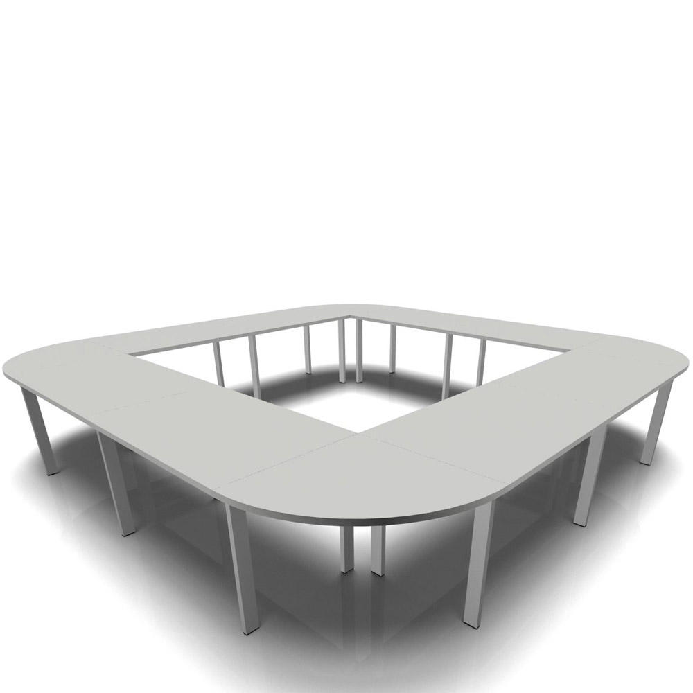 Conferentietafel DELTA-ORBIS | lichtgrijs | 4800 | vierkant, 20 zitplaatsen | aluzilver RAL 9006