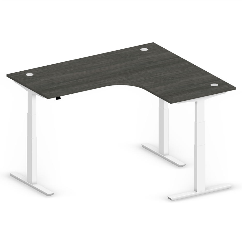 XXL-zit-/stabureautafel jumbo PROFI MODUL | eik donker | wit | hoekbureau rechtszijdig
