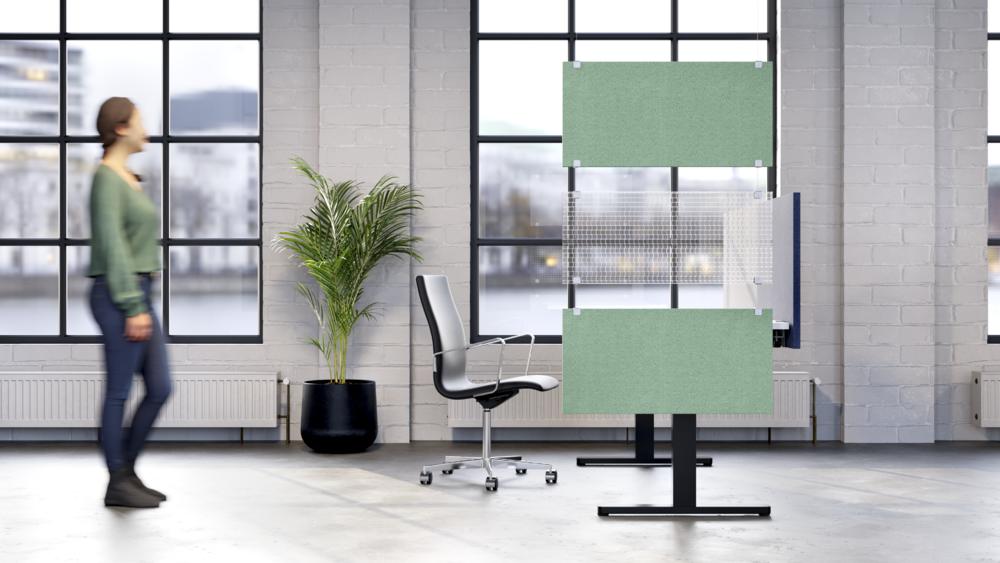 Akoestische plafondpanelen, lichtdoorlatend | groen | Set van 3 baffles (2 x stof, 1 x PET)