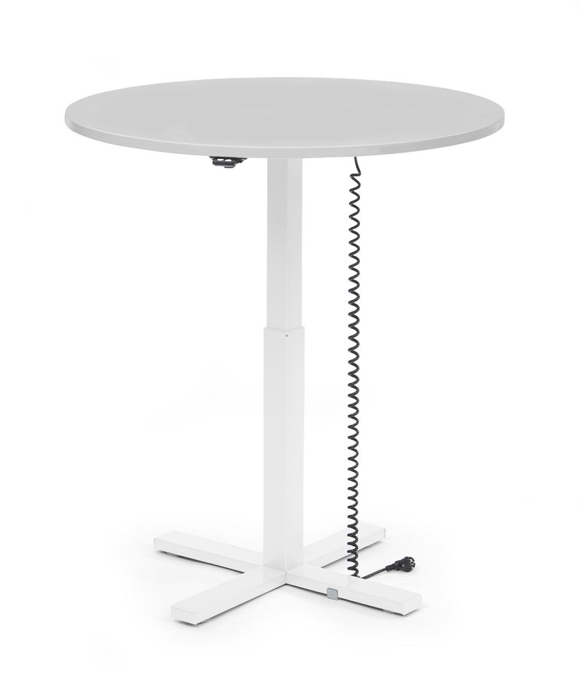 Verstelbaar bureau MODUL monozuil | lichtgrijs | bladvorm rond, ø 1000 | wit