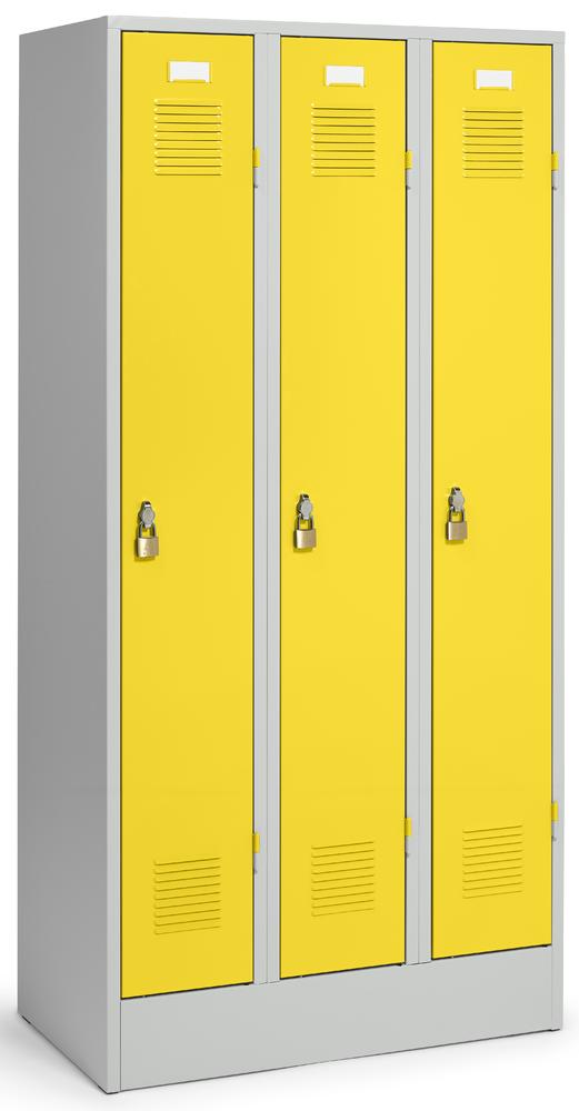 Metalen garderobekast Delta PROTECT | verkeersgeel RAL 1023 | 300 | haak- en oogslot