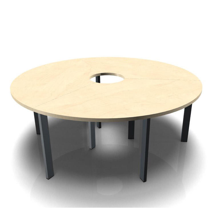 Conferentietafel DELTA-ORBIS | esdoorndecor | 1985 | rond, 6 zitplaatsen | donkergrijs RAL 7012