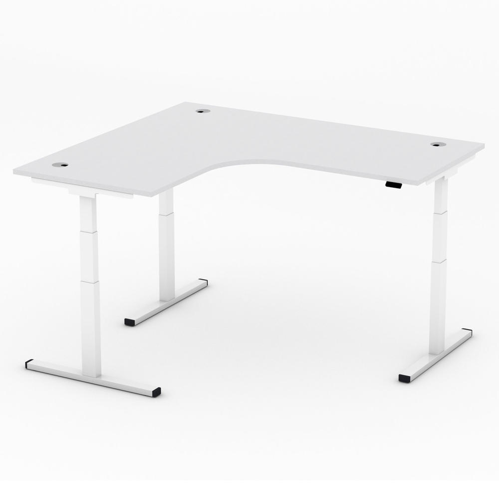 Verstelbare hoektafel XXL MULTI MODUL-PRO | lichtgrijs | wit | hoekbureau linkszijdig