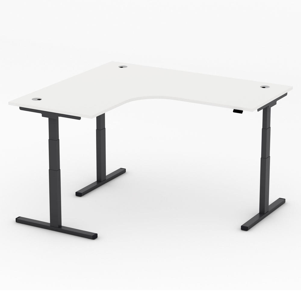 Verstelbare hoektafel XXL MULTI MODUL-PRO | wit | zwart | hoekbureau linkszijdig