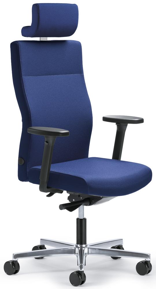 Bureaustoel winSIT zonder armleggers | blauw | gepolijst | inclusief hoofdsteun