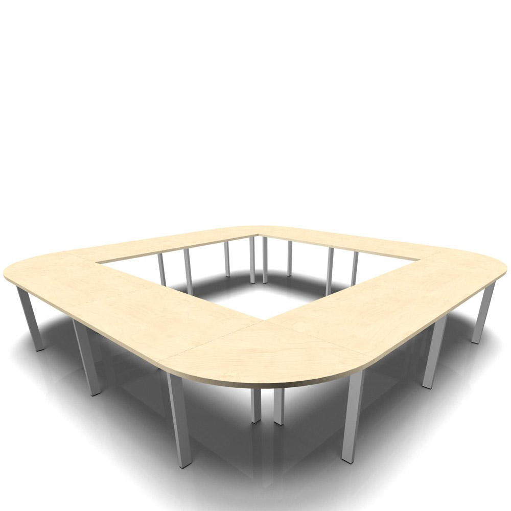 Conferentietafel DELTA-ORBIS | esdoorndecor | 4800 | vierkant, 20 zitplaatsen | aluzilver RAL 9006