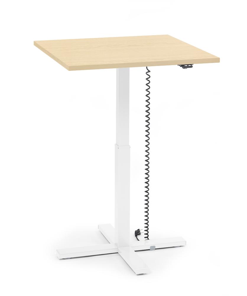 Verstelbaar bureau MODUL monozuil | esdoorndecor | bladvorm vierkant, B 800 x D 800 | wit
