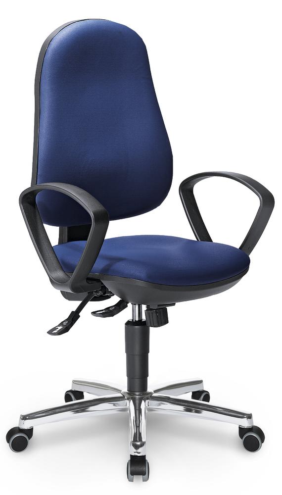 Bureaustoel COMFORT S met armleggers | blauw | verchroomd | vaste armleggers