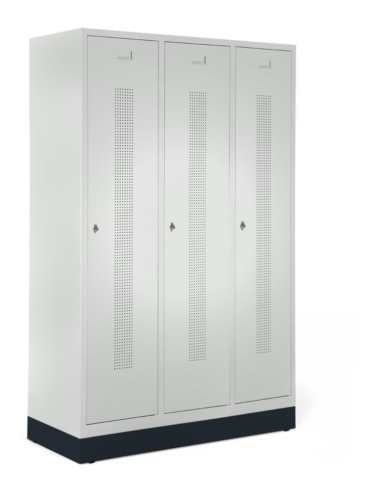 Garderobekasten SYSTEEM SP1 met sokkel | lichtgrijs RAL 7035 | met sokkel | 400 | cilinderslot