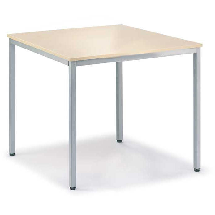 Vergadertafel BASE-MODUL | esdoorndecor | 800 | 800 | aluzilver RAL 9006 | vierkant