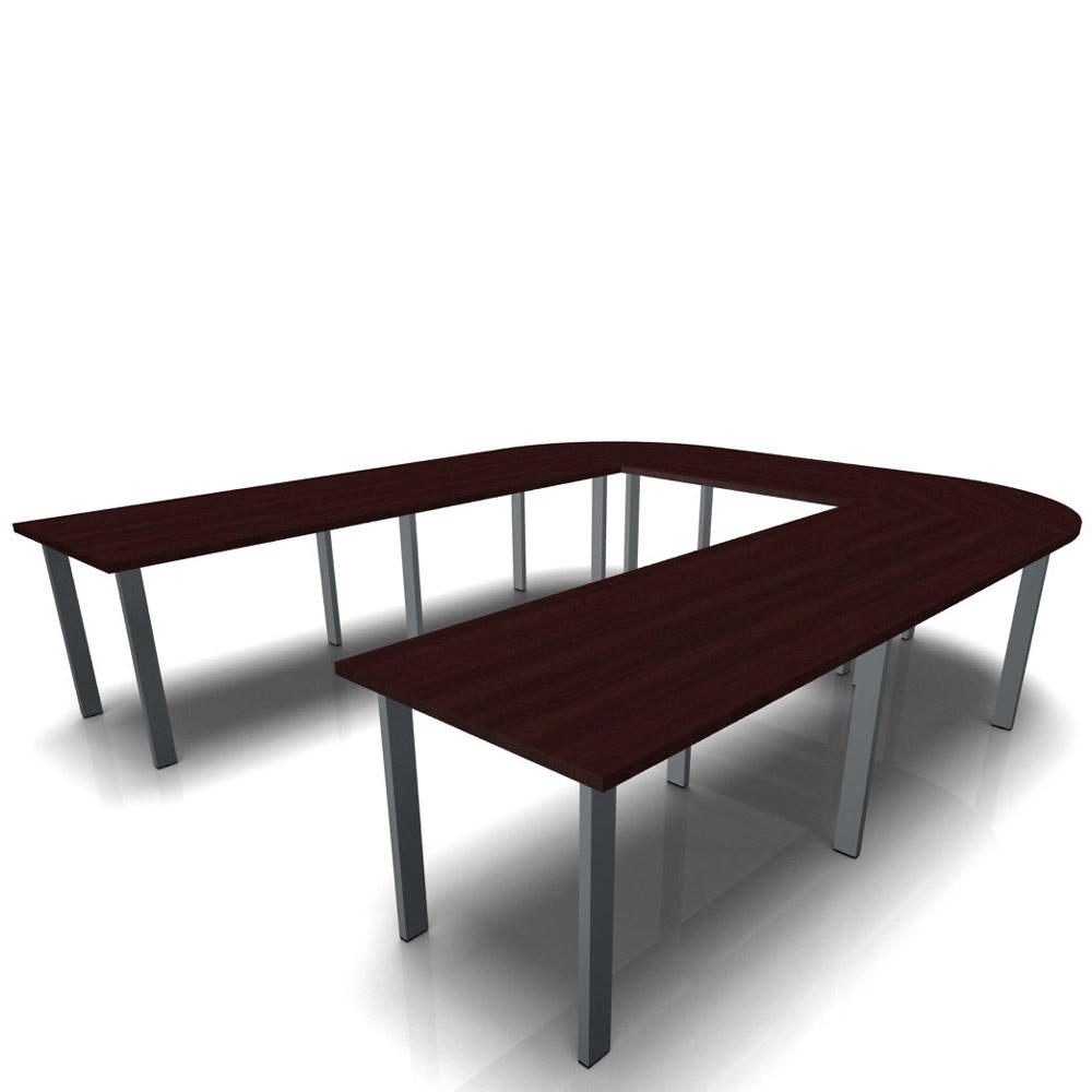 Conferentietafel DELTA-ORBIS | wenge | 4000 | U-vorm afgerond, 12 zitplaatsen | donkergrijs RAL 7012