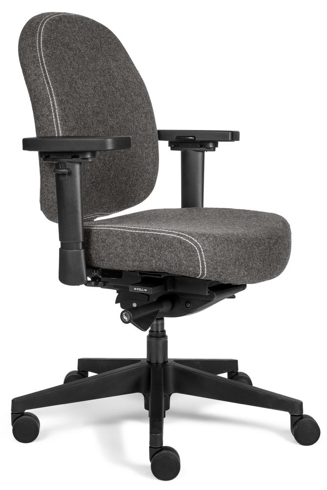 Bureaustoel SenseFIT DV met armleggers | grijs | standaard rugleuning, polyamide voetkruis zwart | zwart | zonder hoofdsteun