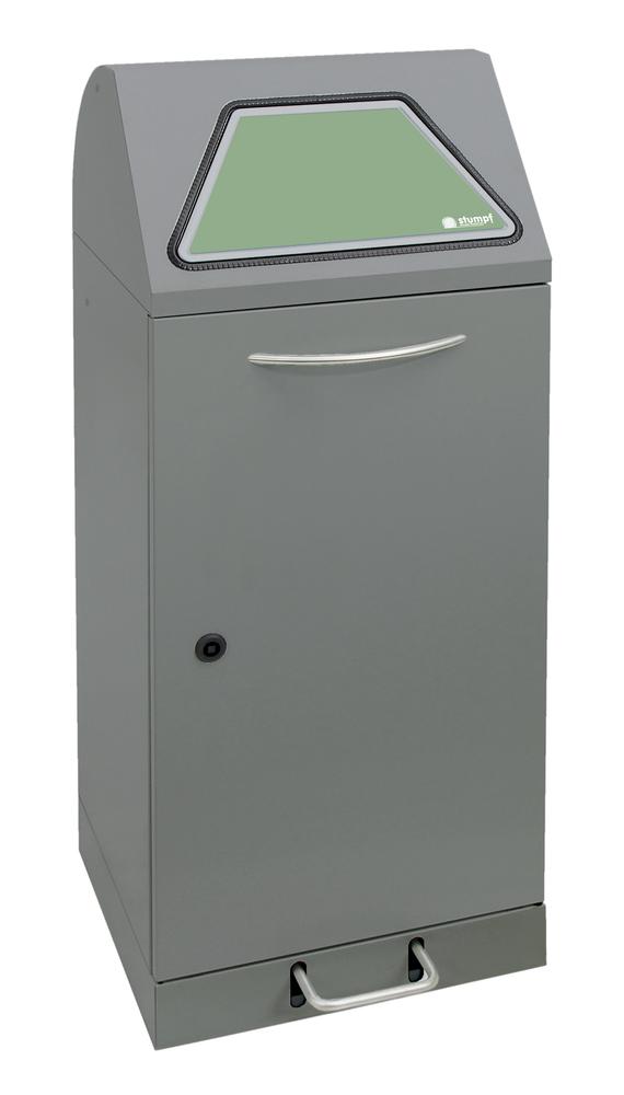 Afvalscheidingsbak serie Flexx, met inzetbak | aluminiumgrijs RAL 9007 | met binnencontainer | klep met voetbedining | 75,00