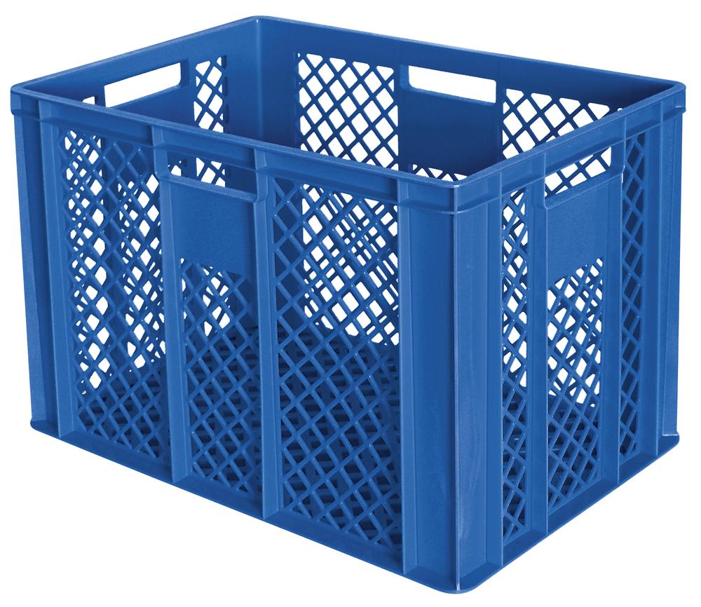 Stapelbare bak | blauw | 410 | 400 | 600 | geperforeerde wanden