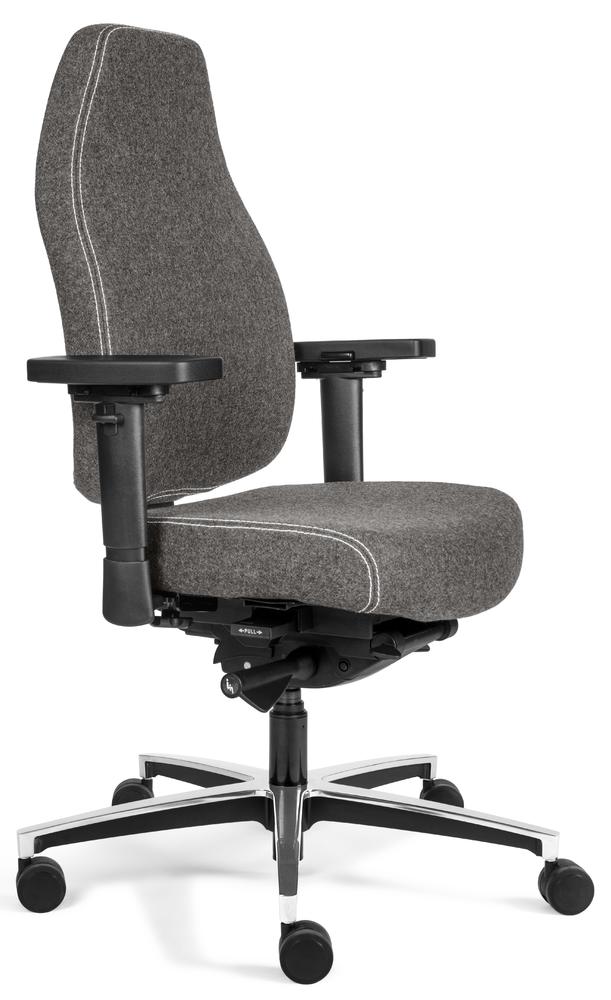 Bureaustoel SenseFIT DV met armleggers | grijs | hoge rugleuning, aluminium voetkruis | gepolijst | zonder hoofdsteun