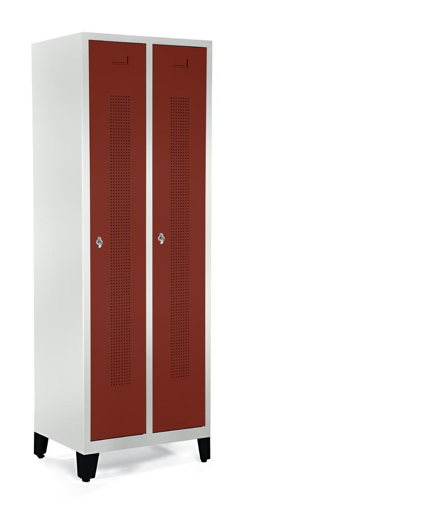 Garderobekasten SYSTEEM SP1 met poten | robijnrood RAL 3003 | met poeten | 300 | cilinderslot