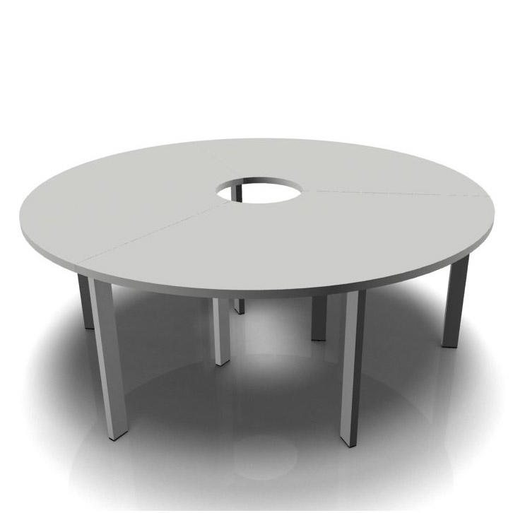 Conferentietafel DELTA-ORBIS | lichtgrijs | 1985 | rond, 6 zitplaatsen | aluzilver RAL 9006